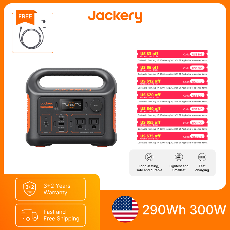 Solar Powered Charger - Jackery Taşınabilir Güç İstasyonu Explorer 300New,